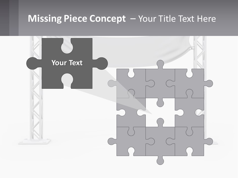 A White Stage With A Gray Banner On It PowerPoint Template