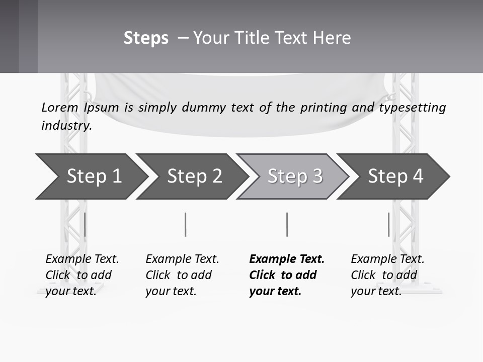 A White Stage With A Gray Banner On It PowerPoint Template