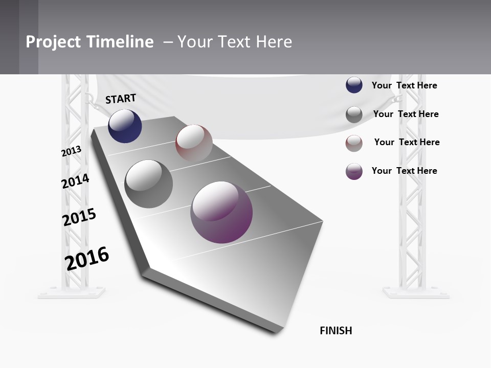 A White Stage With A Gray Banner On It PowerPoint Template
