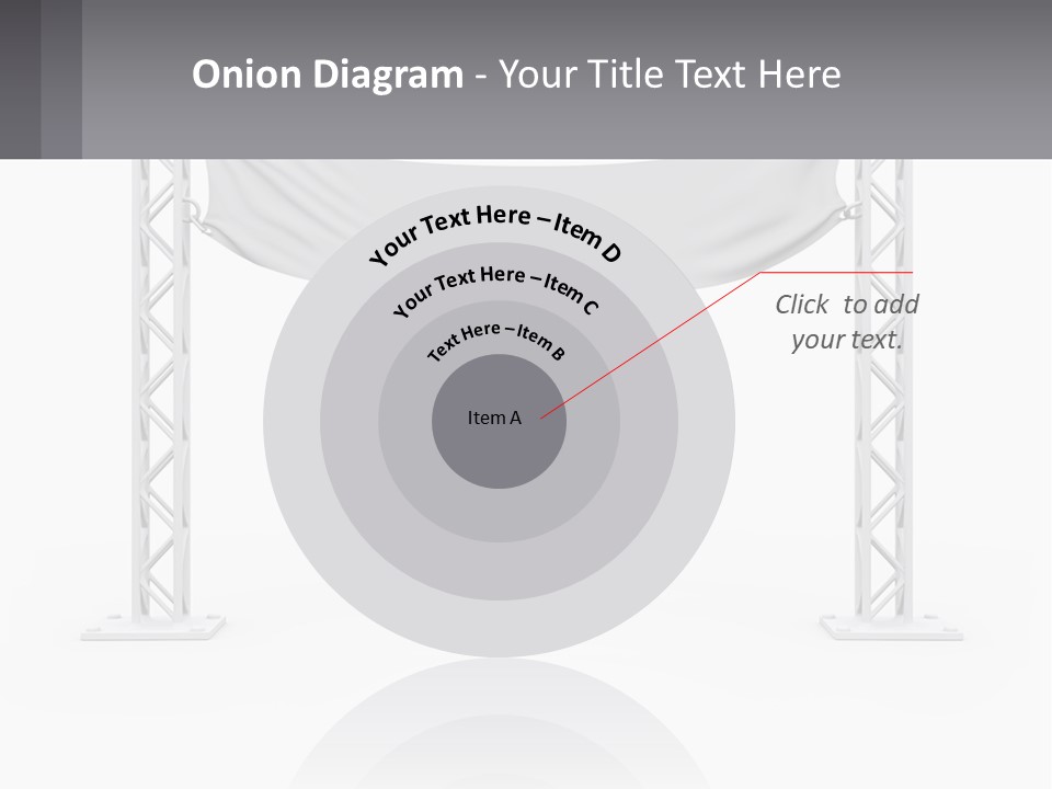 A White Stage With A Gray Banner On It PowerPoint Template