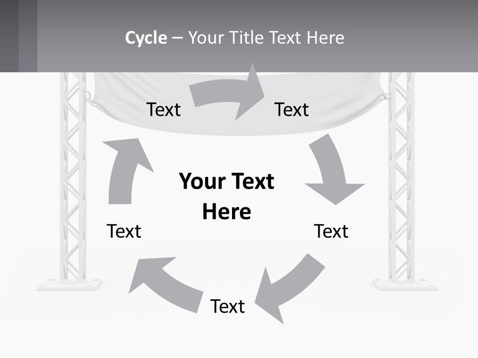 A White Stage With A Gray Banner On It PowerPoint Template