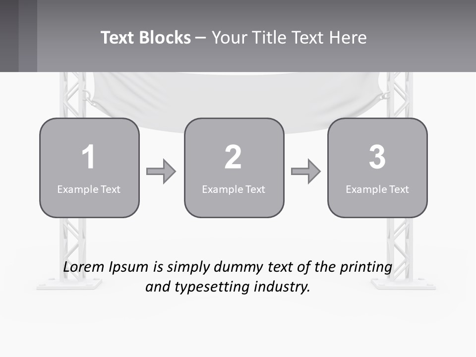 A White Stage With A Gray Banner On It PowerPoint Template