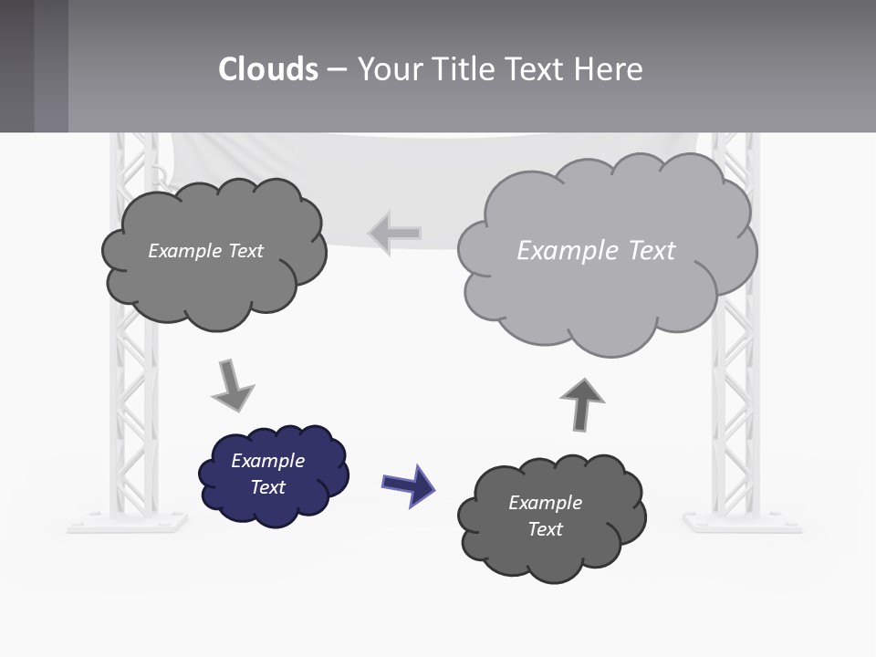 A White Stage With A Gray Banner On It PowerPoint Template