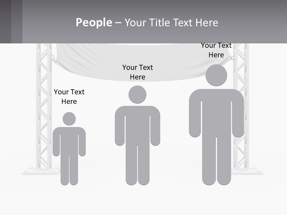 A White Stage With A Gray Banner On It PowerPoint Template