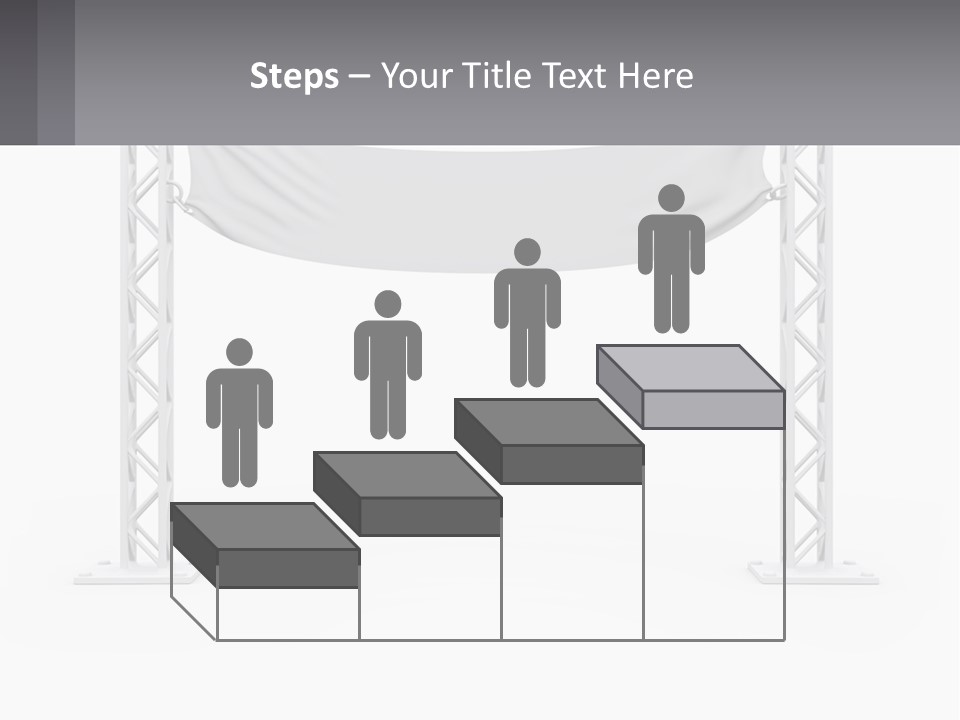 A White Stage With A Gray Banner On It PowerPoint Template