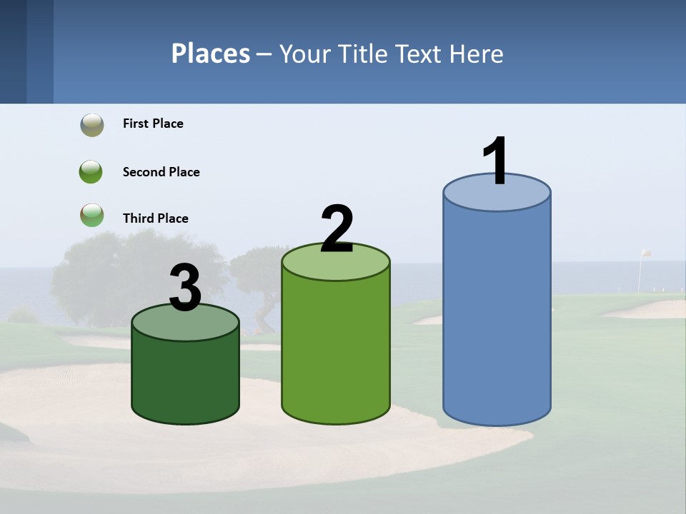 A Golf Course With A Tree And Water In The Background PowerPoint Template