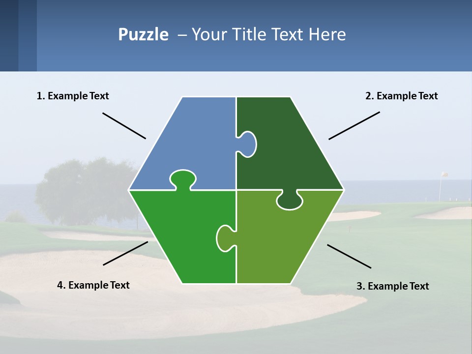 A Golf Course With A Tree And Water In The Background PowerPoint Template