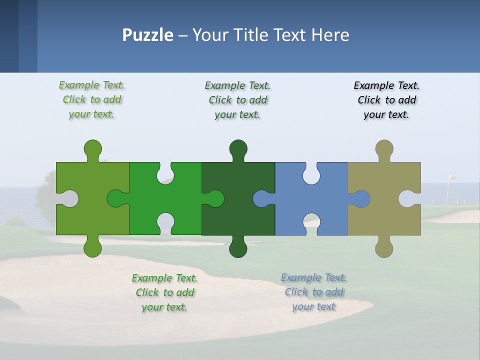 A Golf Course With A Tree And Water In The Background PowerPoint Template