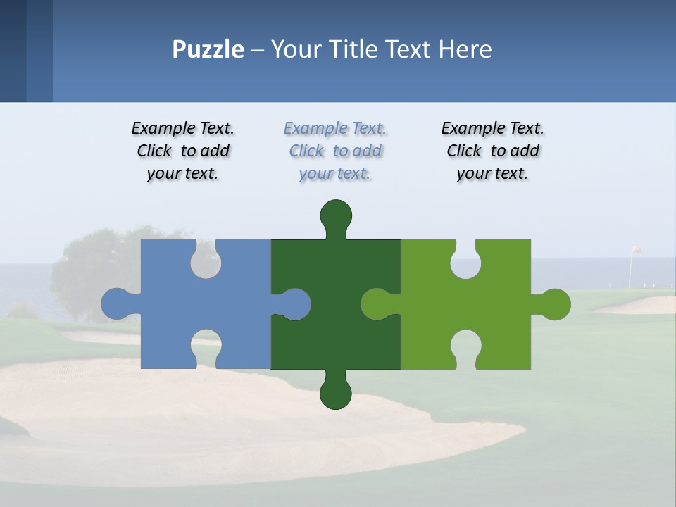 A Golf Course With A Tree And Water In The Background PowerPoint Template