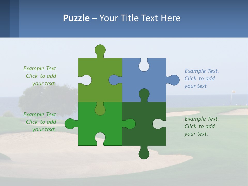 A Golf Course With A Tree And Water In The Background PowerPoint Template