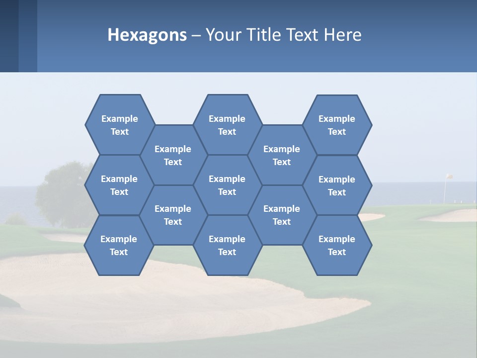 A Golf Course With A Tree And Water In The Background PowerPoint Template