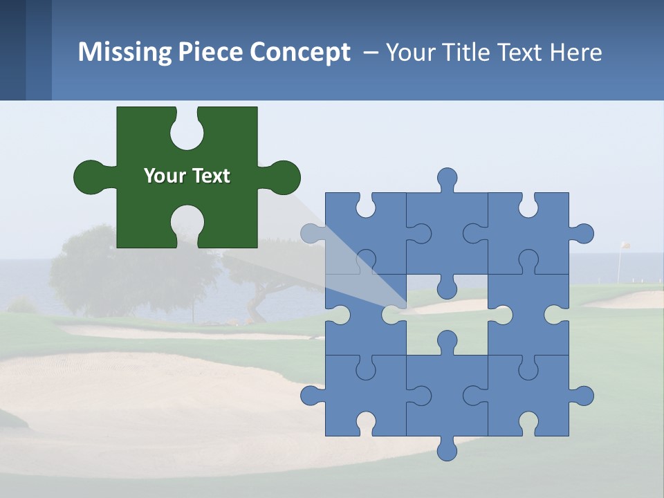A Golf Course With A Tree And Water In The Background PowerPoint Template