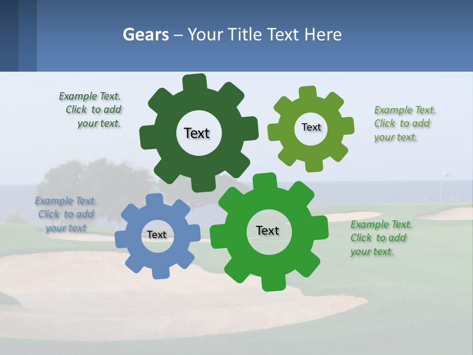 A Golf Course With A Tree And Water In The Background PowerPoint Template