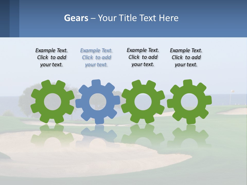 A Golf Course With A Tree And Water In The Background PowerPoint Template