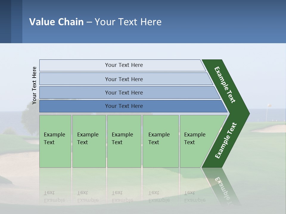 A Golf Course With A Tree And Water In The Background PowerPoint Template