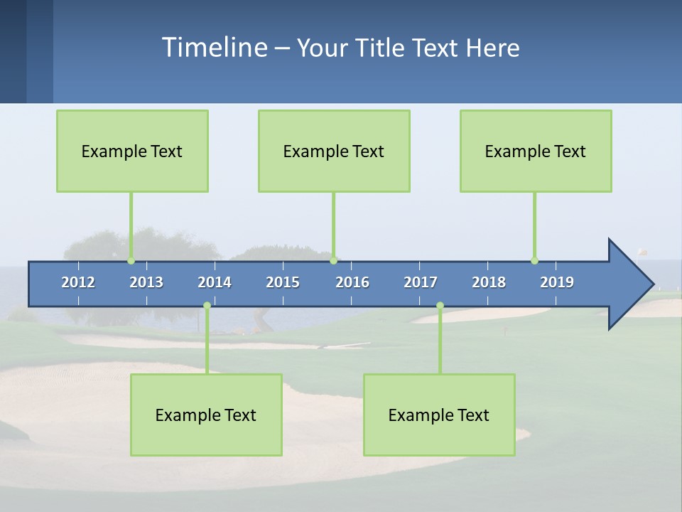 A Golf Course With A Tree And Water In The Background PowerPoint Template
