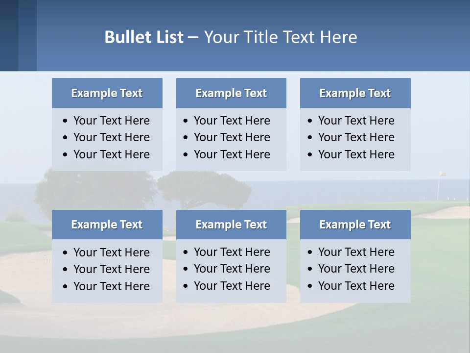 A Golf Course With A Tree And Water In The Background PowerPoint Template