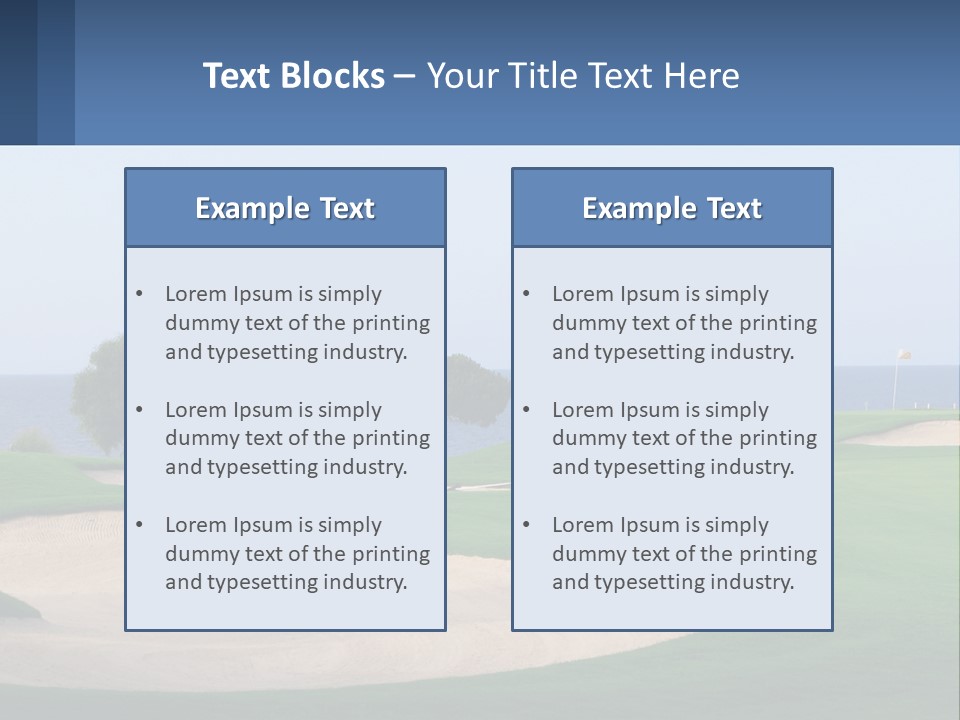 A Golf Course With A Tree And Water In The Background PowerPoint Template