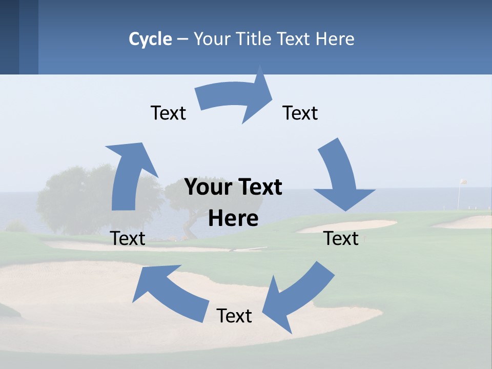 A Golf Course With A Tree And Water In The Background PowerPoint Template