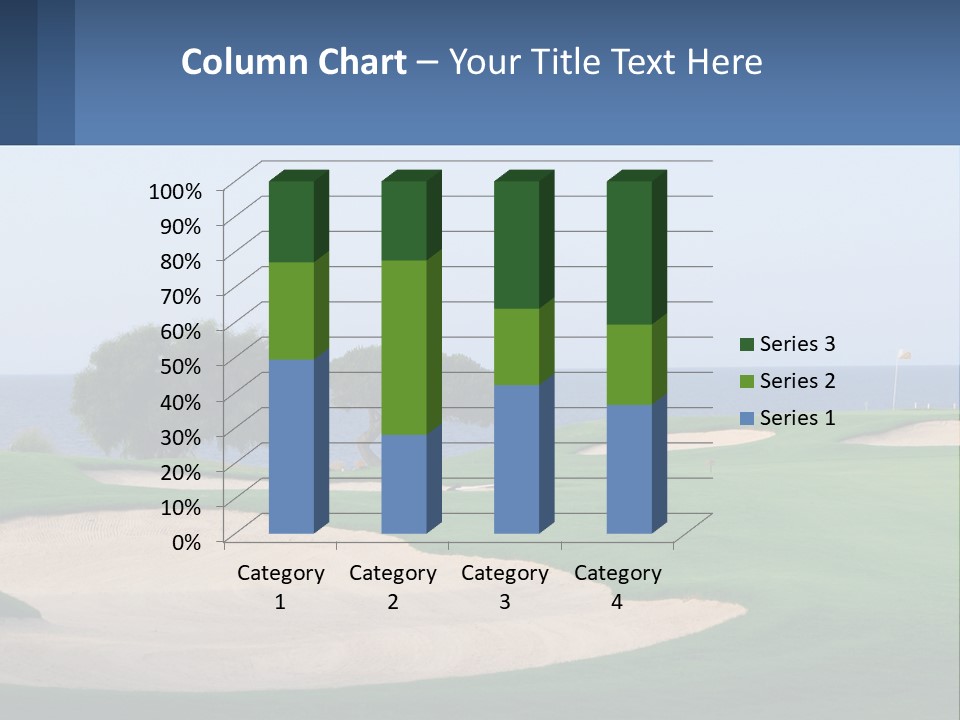 A Golf Course With A Tree And Water In The Background PowerPoint Template
