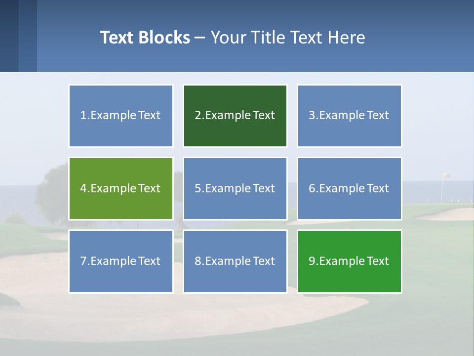 A Golf Course With A Tree And Water In The Background PowerPoint Template