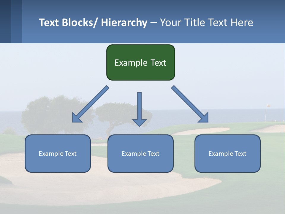 A Golf Course With A Tree And Water In The Background PowerPoint Template