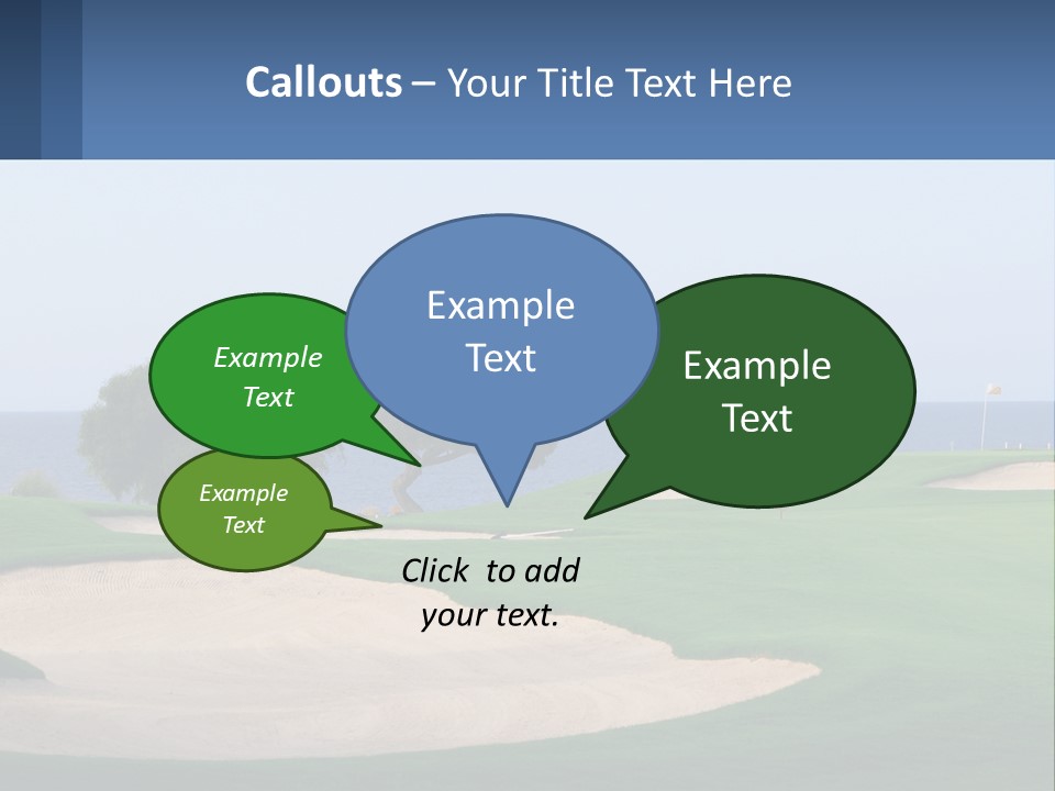 A Golf Course With A Tree And Water In The Background PowerPoint Template