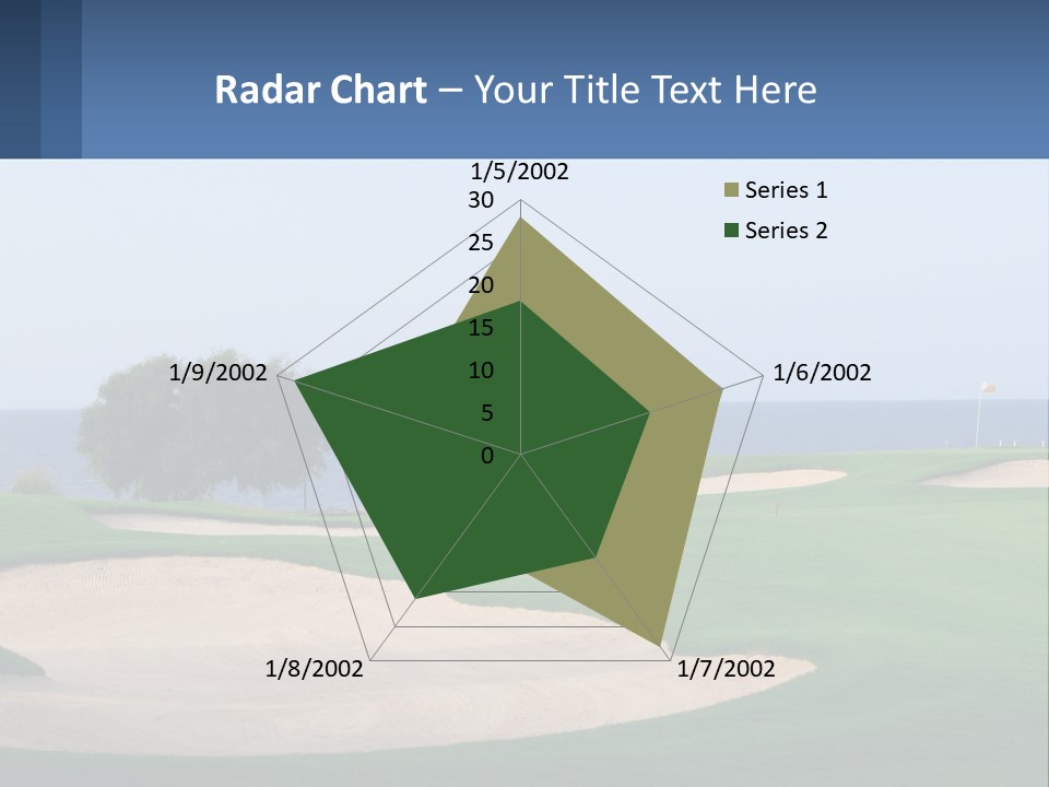 A Golf Course With A Tree And Water In The Background PowerPoint Template