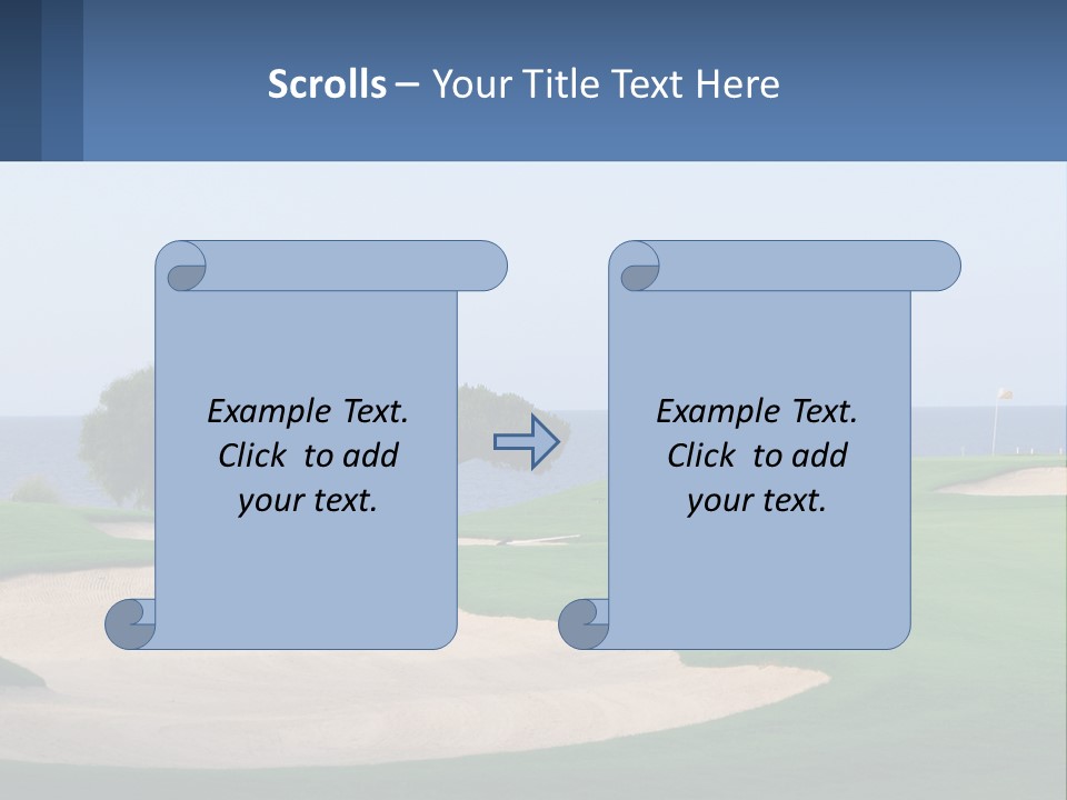 A Golf Course With A Tree And Water In The Background PowerPoint Template