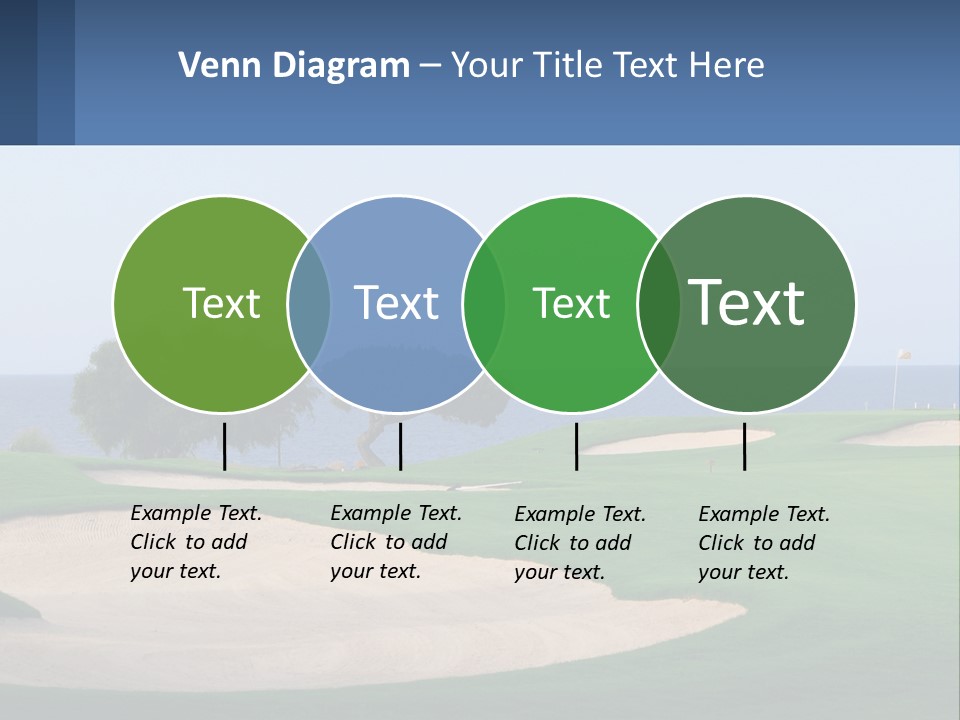A Golf Course With A Tree And Water In The Background PowerPoint Template