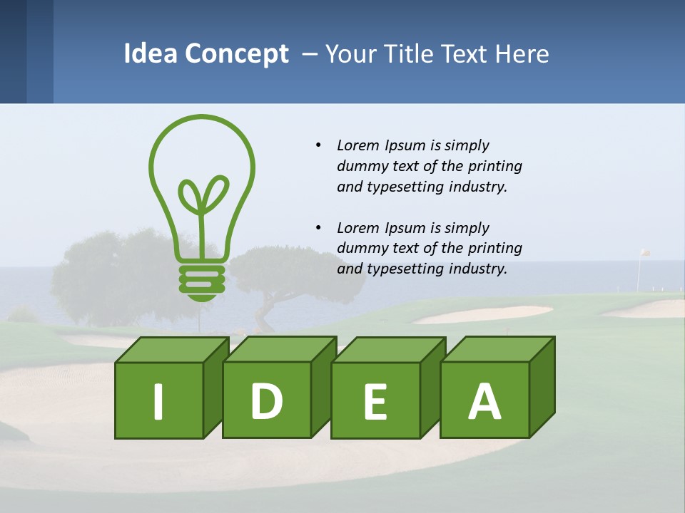 A Golf Course With A Tree And Water In The Background PowerPoint Template