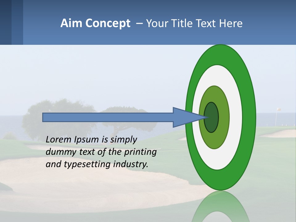 A Golf Course With A Tree And Water In The Background PowerPoint Template