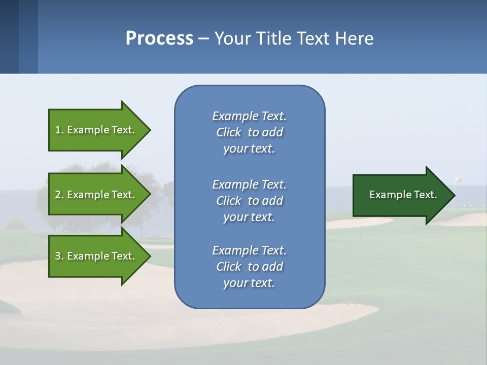 A Golf Course With A Tree And Water In The Background PowerPoint Template