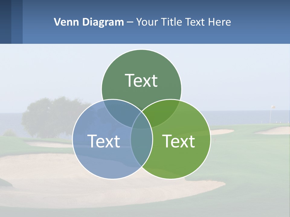 A Golf Course With A Tree And Water In The Background PowerPoint Template