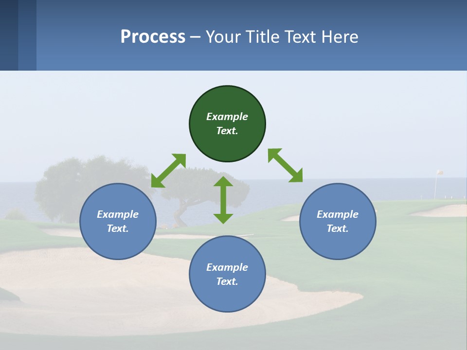A Golf Course With A Tree And Water In The Background PowerPoint Template