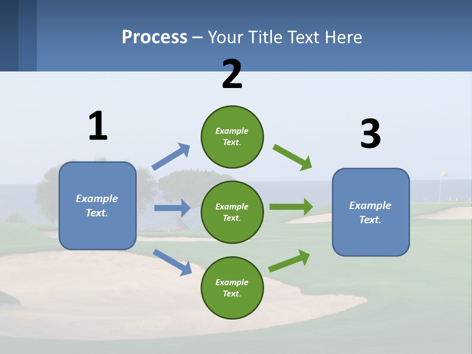 A Golf Course With A Tree And Water In The Background PowerPoint Template
