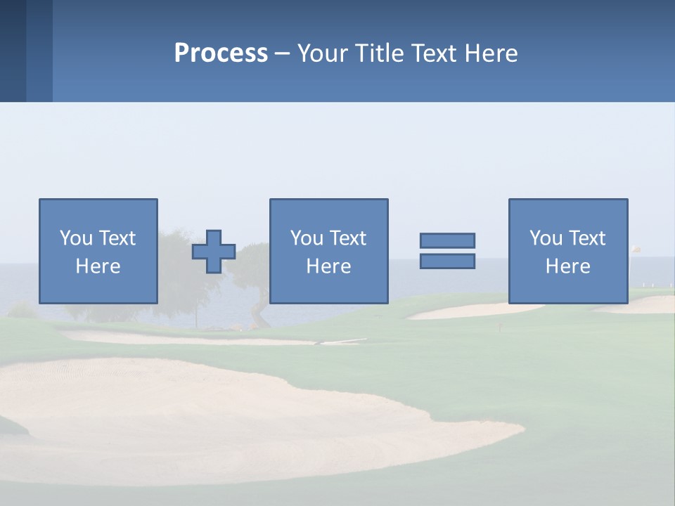A Golf Course With A Tree And Water In The Background PowerPoint Template