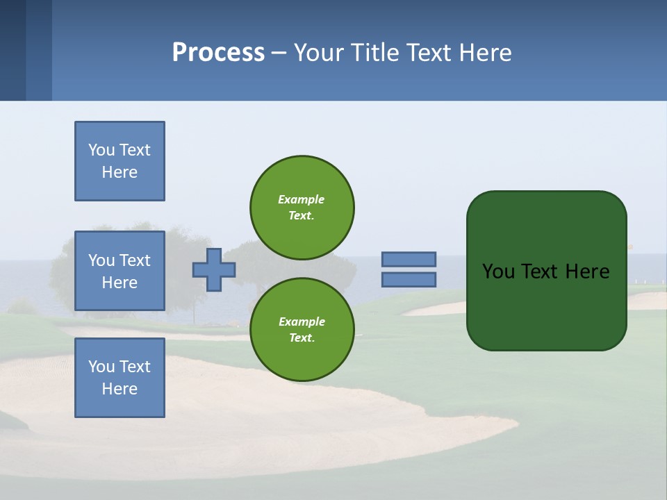A Golf Course With A Tree And Water In The Background PowerPoint Template