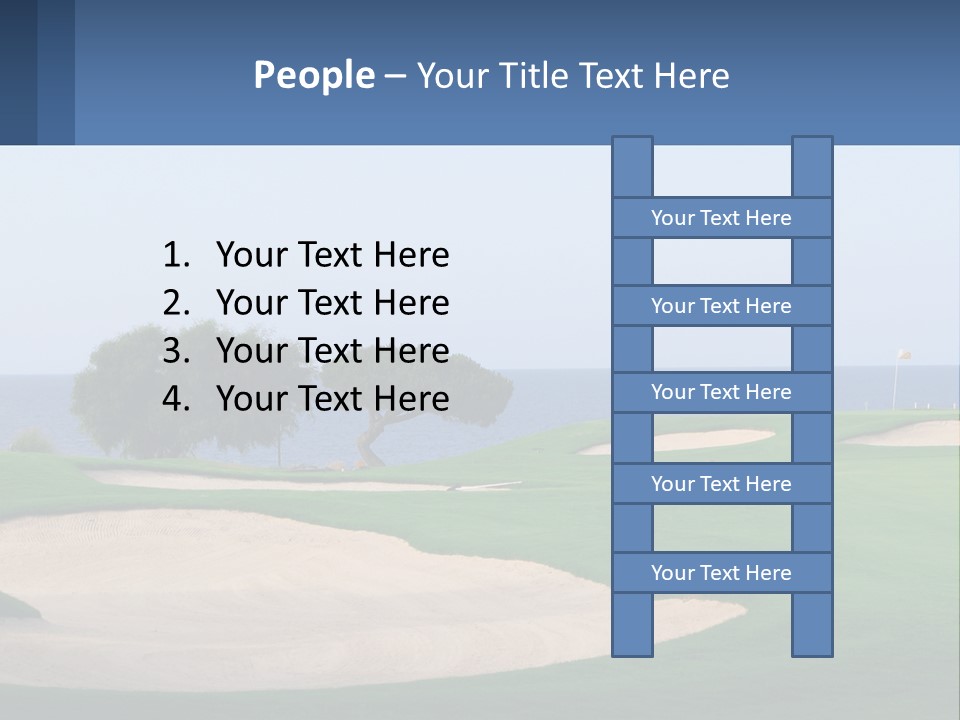 A Golf Course With A Tree And Water In The Background PowerPoint Template