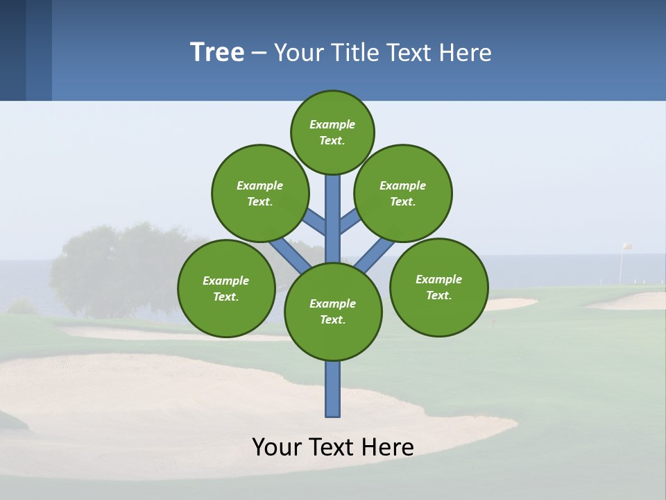A Golf Course With A Tree And Water In The Background PowerPoint Template