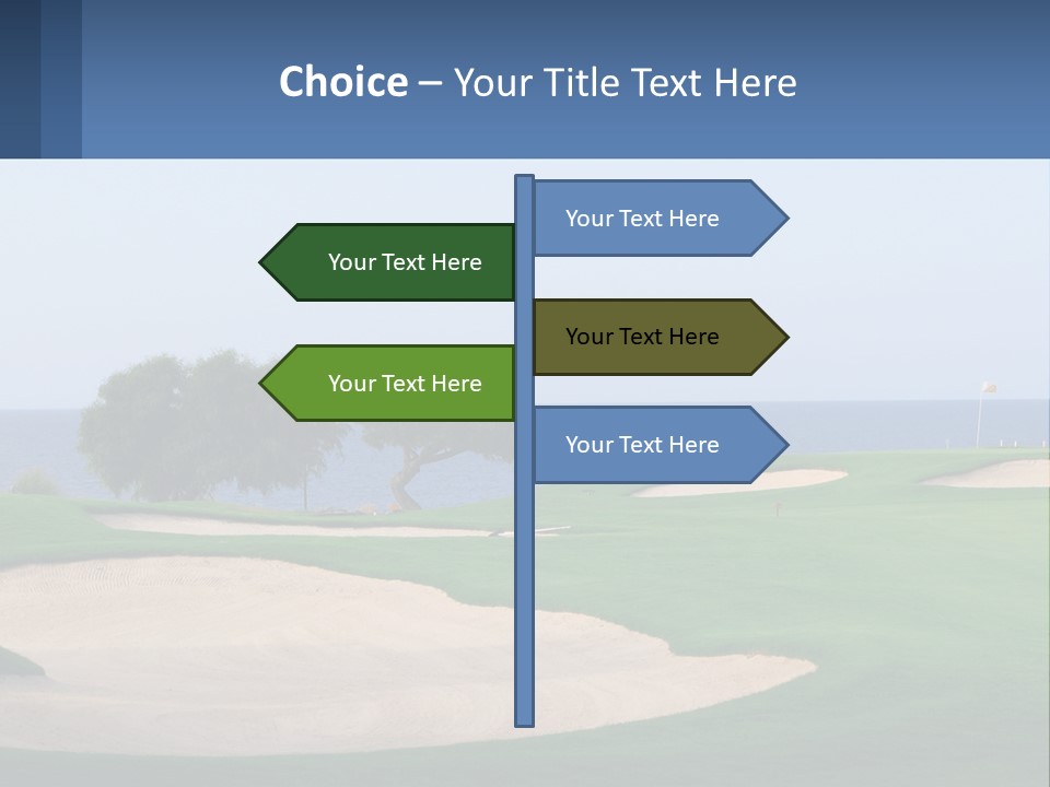 A Golf Course With A Tree And Water In The Background PowerPoint Template