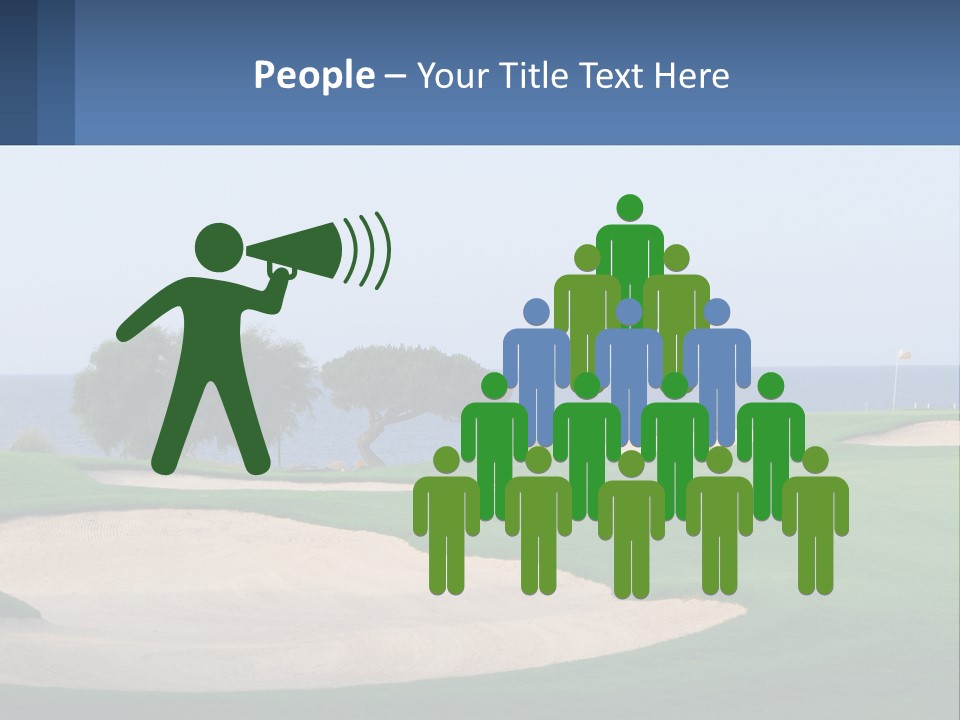 A Golf Course With A Tree And Water In The Background PowerPoint Template