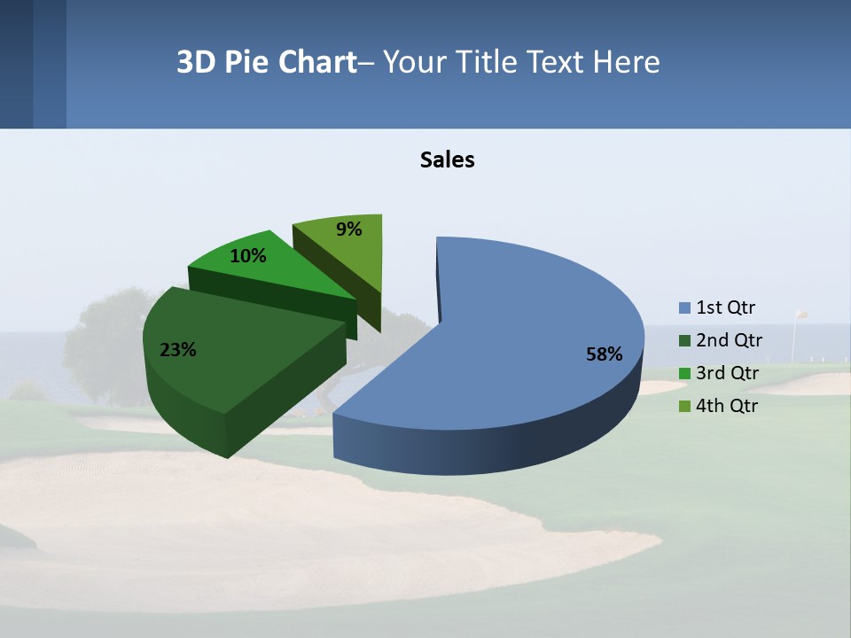A Golf Course With A Tree And Water In The Background PowerPoint Template