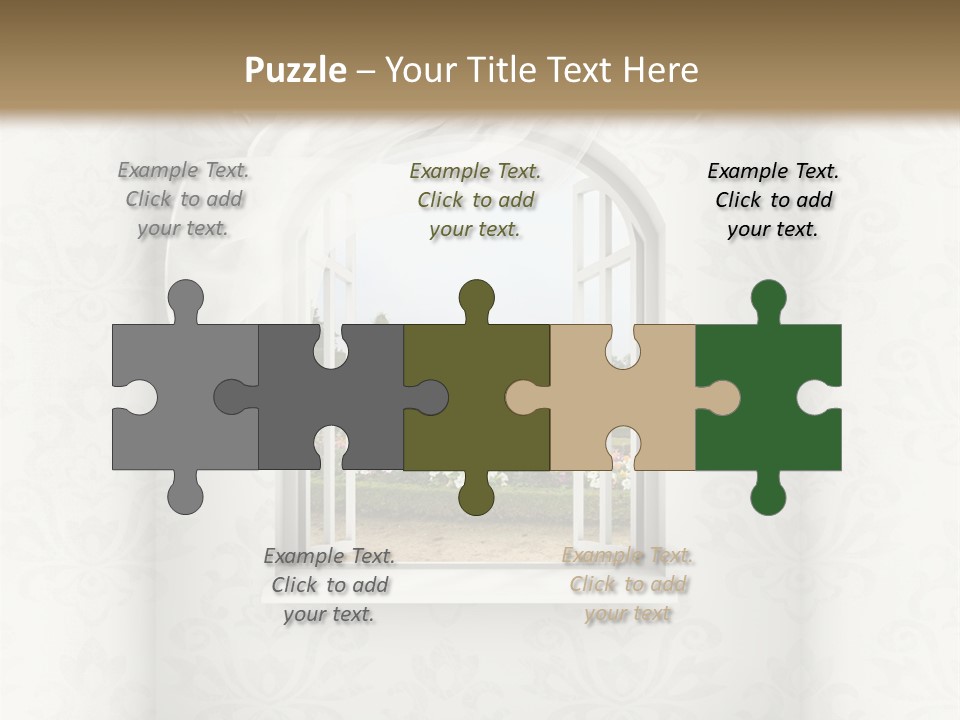 An Open Window With A View Of A Garden PowerPoint Template