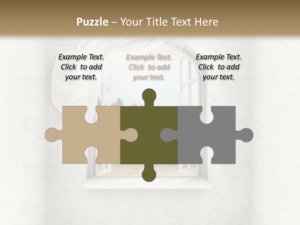 An Open Window With A View Of A Garden PowerPoint Template