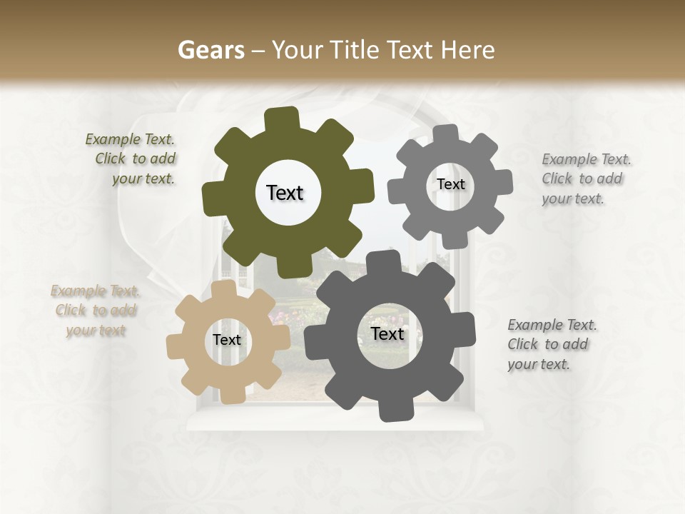 An Open Window With A View Of A Garden PowerPoint Template