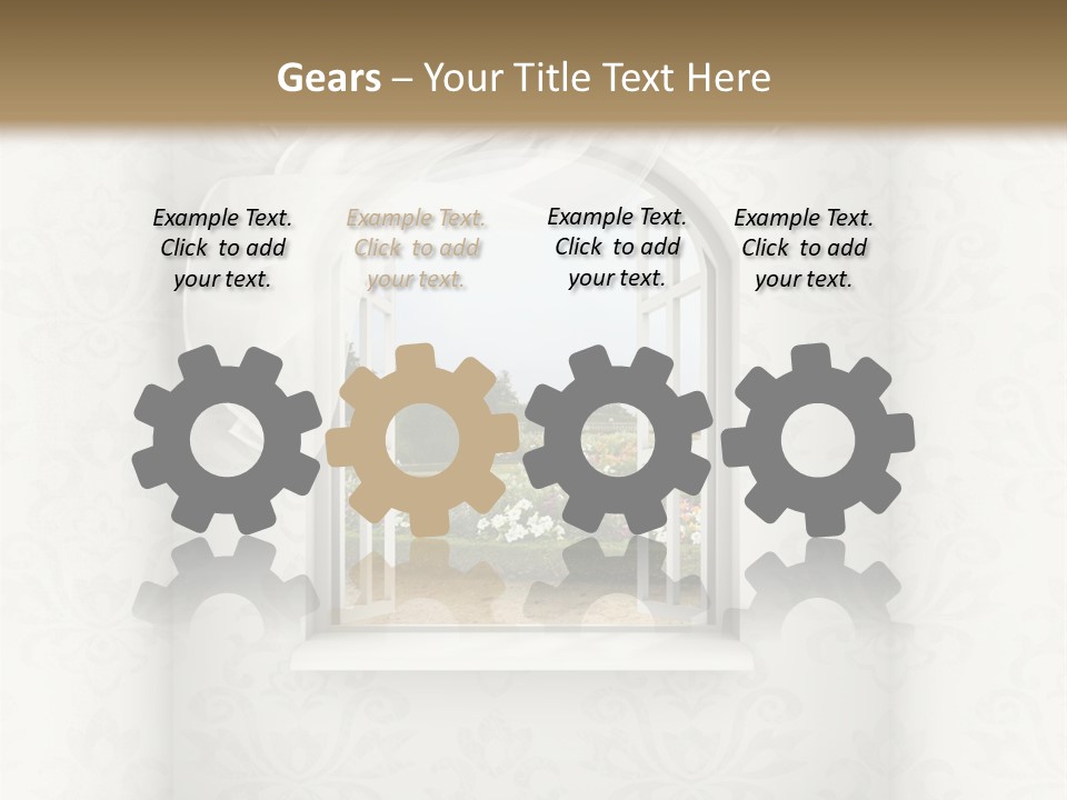 An Open Window With A View Of A Garden PowerPoint Template