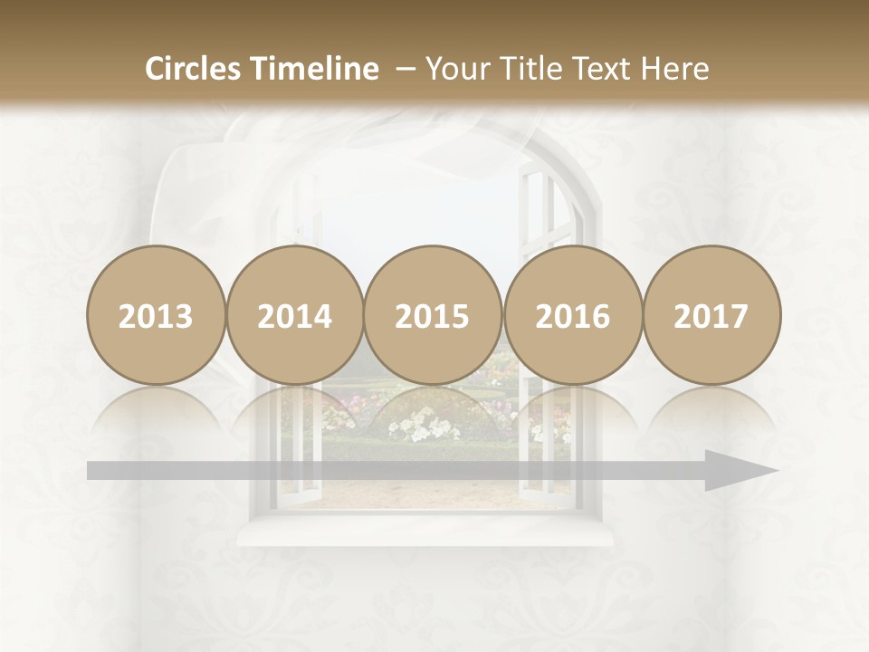 An Open Window With A View Of A Garden PowerPoint Template