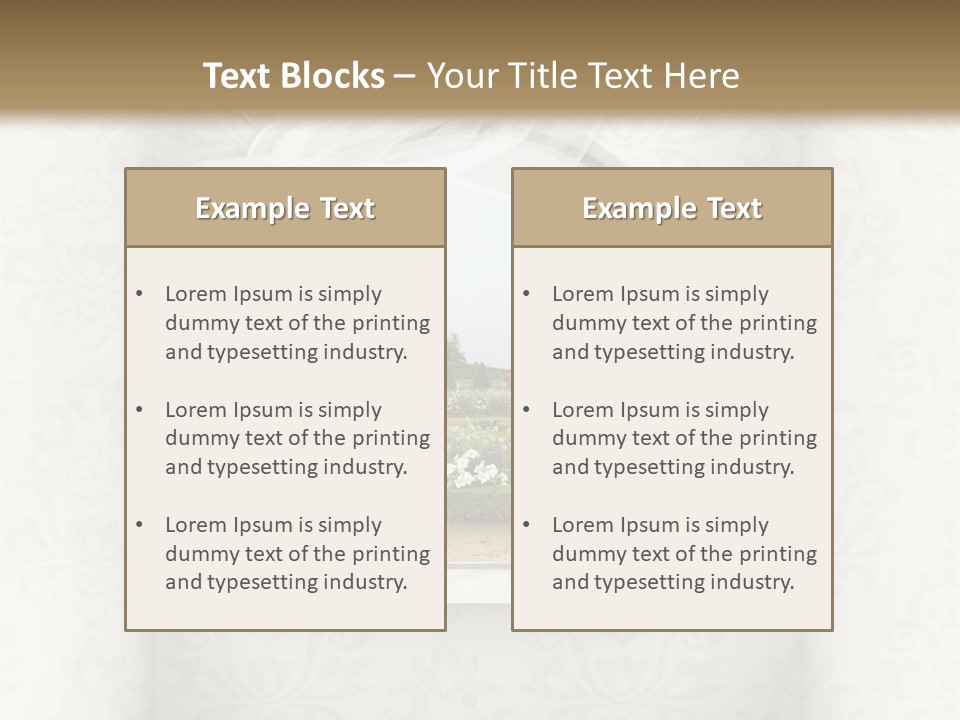 An Open Window With A View Of A Garden PowerPoint Template