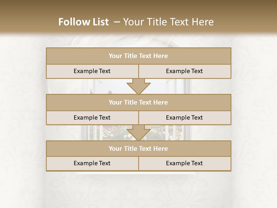 An Open Window With A View Of A Garden PowerPoint Template